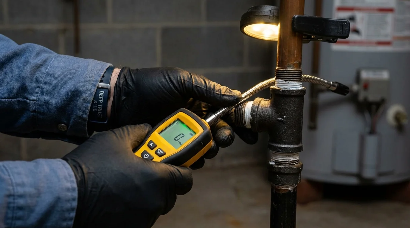 Gas leak detection with electronic sniffer by Johns Plumbing LLC in Des Allemands