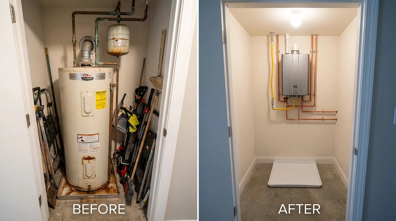 Tank water heater versus wall-mounted tankless unit comparison for Des Allemands, LA homeowners