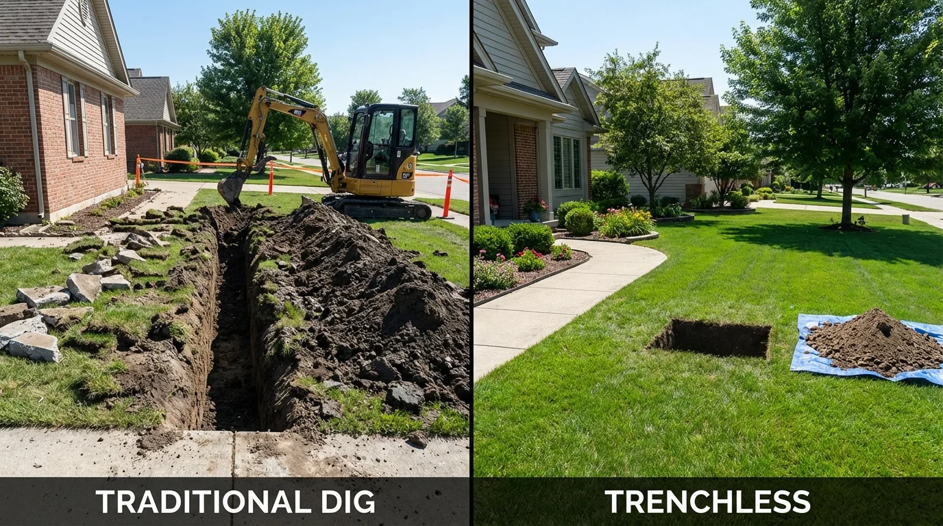 Trenchless sewer repair with minimal yard damage versus traditional excavation in Des Allemands, LA